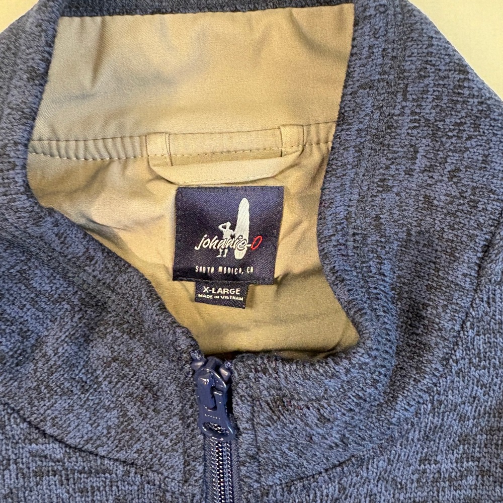 Johnnie-O Wes Full Zip Sweater Vest Mens XL Blue Wake JMVT1310 Pocketed Layering - Picture 2 of 7